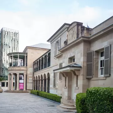 Exterior of the old government house in Queensland University of Technology campus. Brisbane, Australia.
