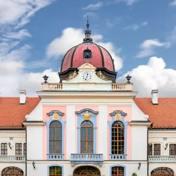 View of the exterior of the Royal Palace of Gödöllő in Hungary.