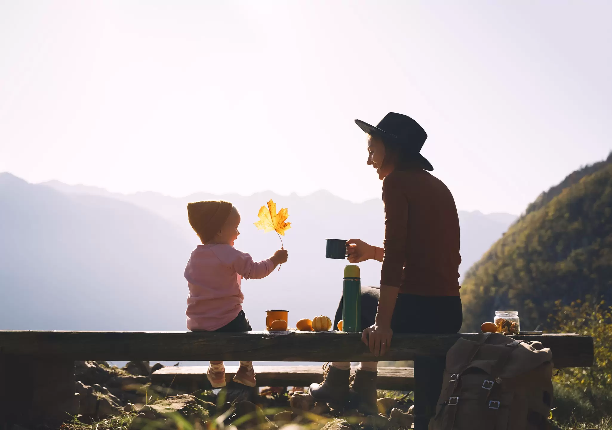 Happy family enjoying vacations in autumn time. Mother and daughter on a picnic in mountains. Mom and little child girl relaxing outdoors. Adventure travel with kids, camping and hiking in nature., License Type: media, Download Time: 2025-12-01T16:26:37.000Z, User: dermothegarty77, Editorial: false, purchase_order: 56530 - Guidebooks, job: Global Publishing WIP, client: Western Europe 16, other: Dermot Hegarty