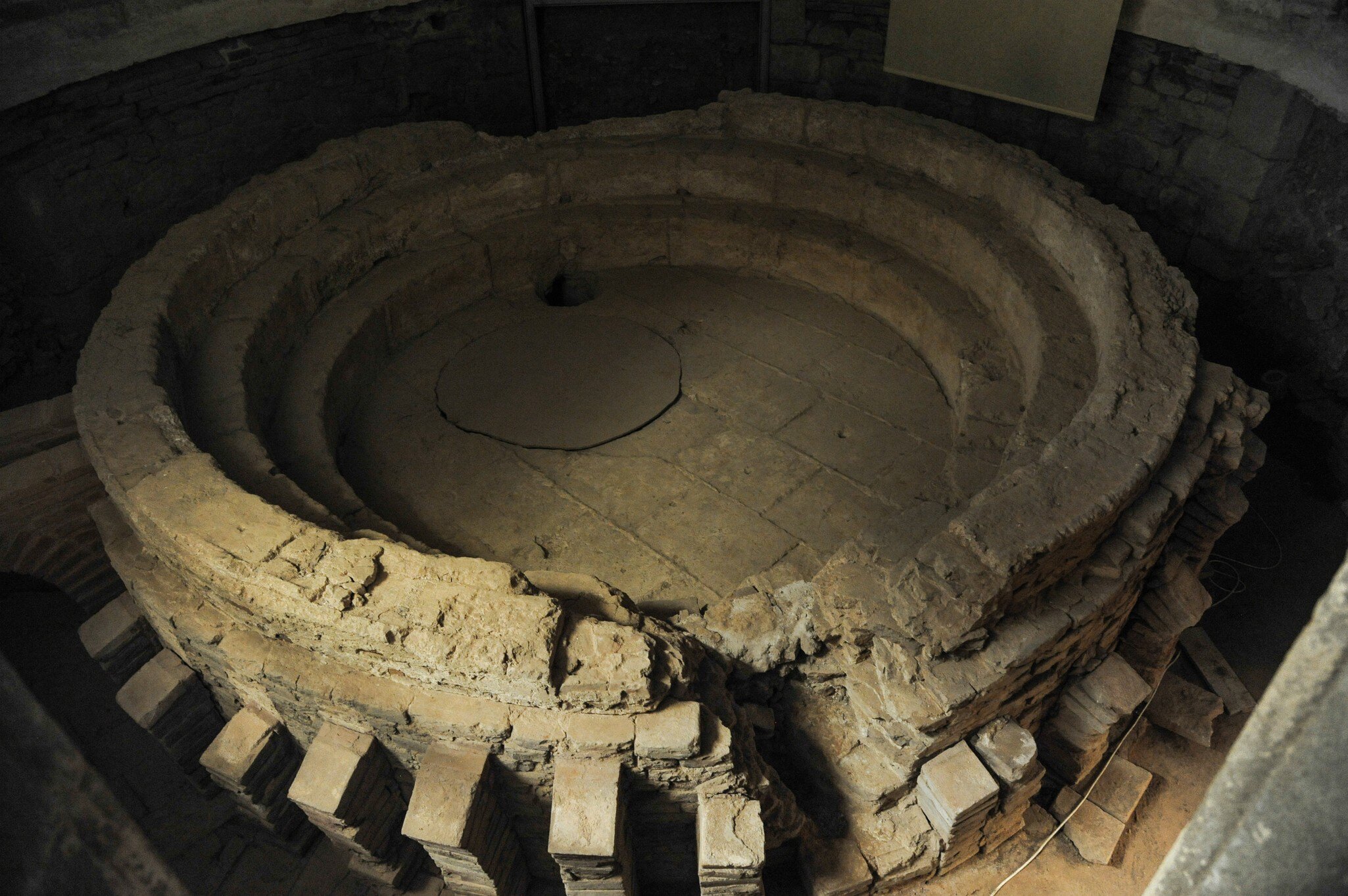 View of the ruins of the Termas Romanas (Roman baths) in Évora, Portugal.