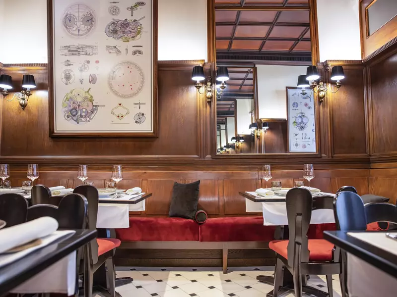 interior of Le Restaurant in Geneva, Switzerland