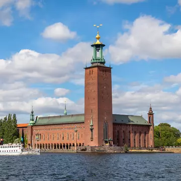 Stockholm, Sweden. View of waterside City Hall building