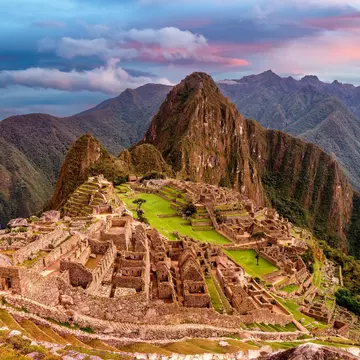 View of the lost inca city Machu Picchu, agriculture terraces at sunset. Peru, License Type: media, Download Time: 2025-06-17T15:15:19.000Z, User: joe_lp, Editorial: false, purchase_order: 56500 - T&R or Kids, job: Global Publishing WIP, client: Let's Go Rock Collecting 1, other: Joe Fullman