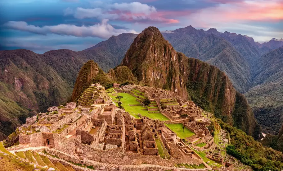 View of the lost inca city Machu Picchu, agriculture terraces at sunset. Peru, License Type: media, Download Time: 2025-06-17T15:15:19.000Z, User: joe_lp, Editorial: false, purchase_order: 56500 - T&R or Kids, job: Global Publishing WIP, client: Let's Go Rock Collecting 1, other: Joe Fullman