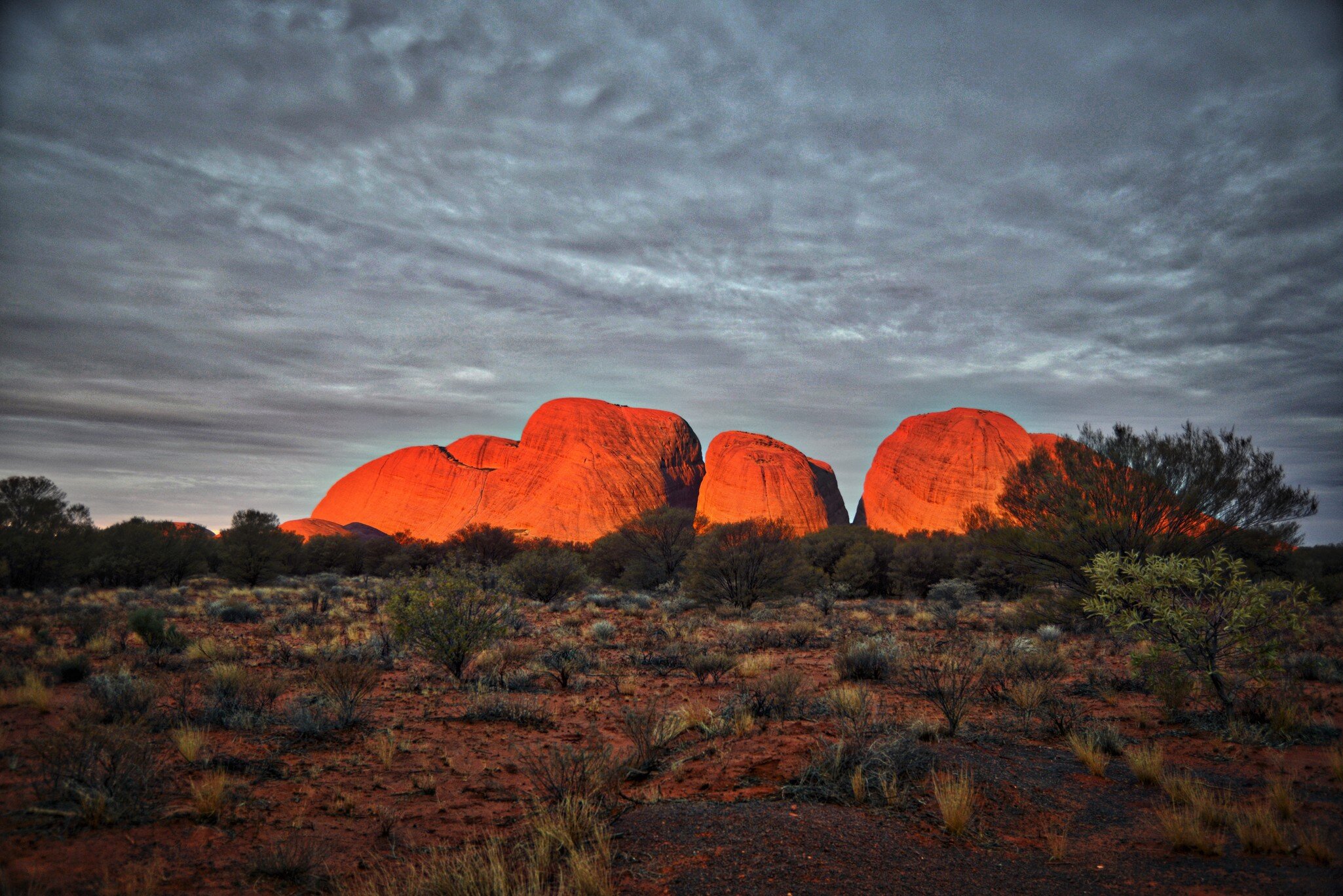 Kata Tjuta at sunset in Australia.