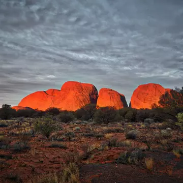 Kata Tjuta at sunset in Australia.