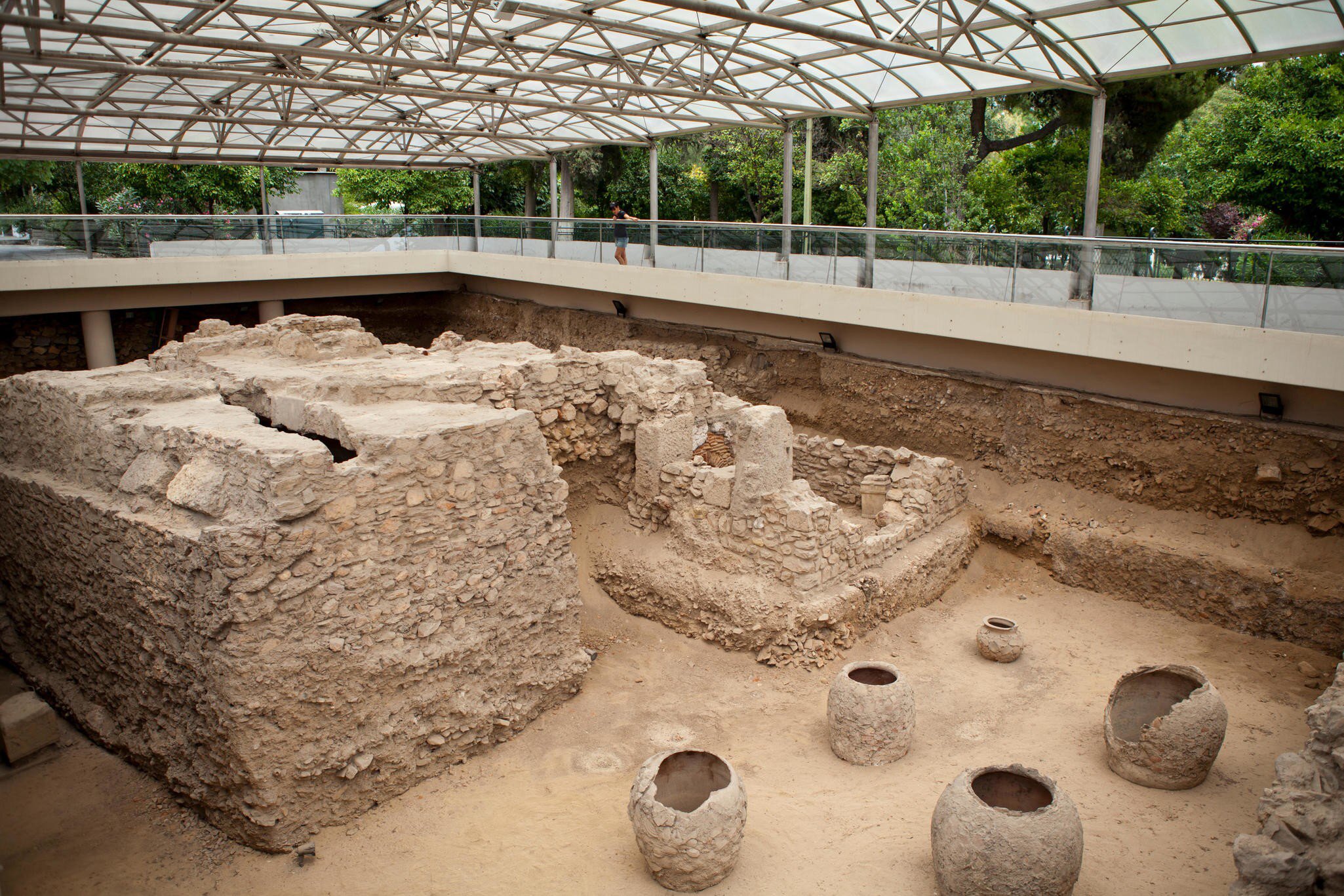 EHYBM3 The Archaeological site of the Roman Baths on Amalias Avenue in Athens, Greece.