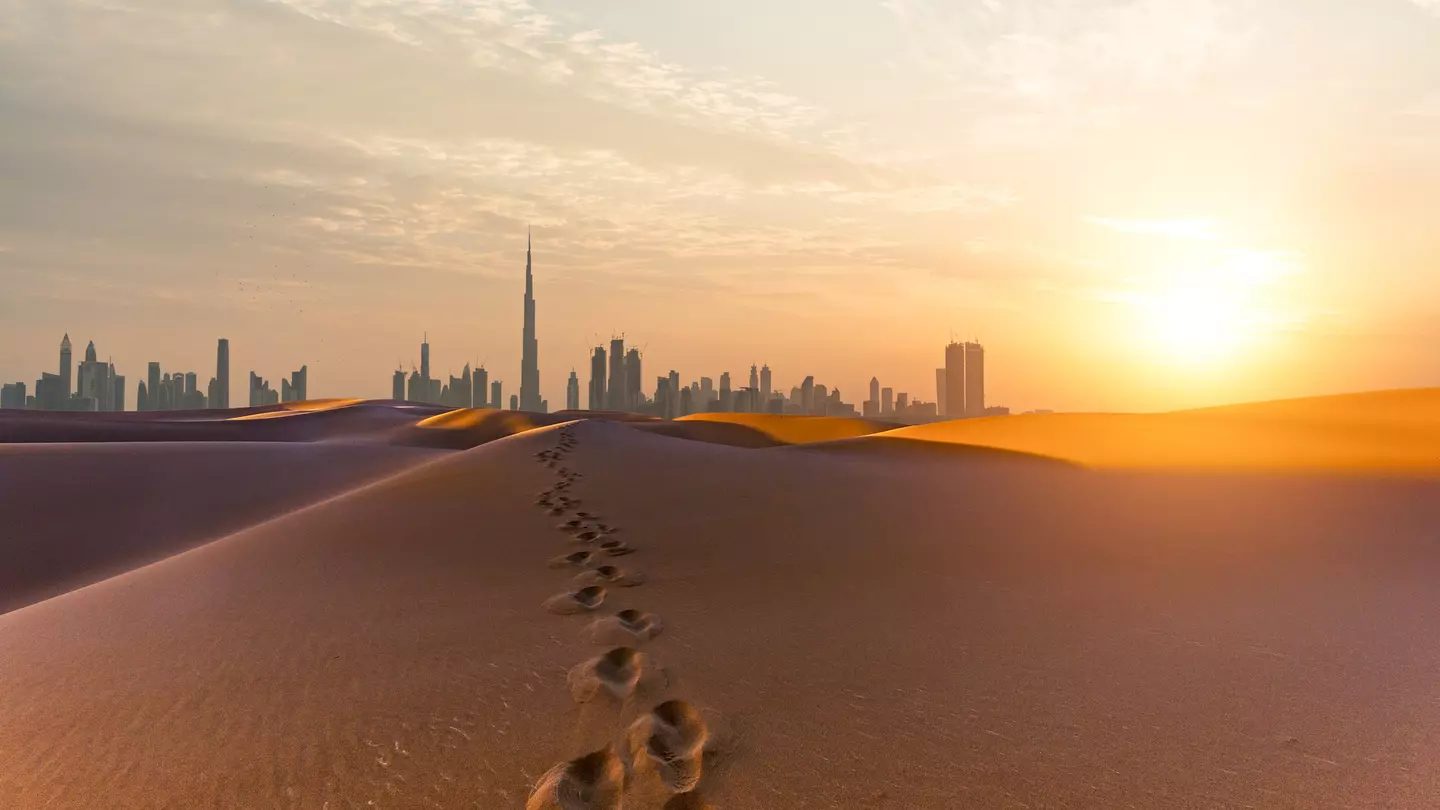 Dubai skyline seen from the desert