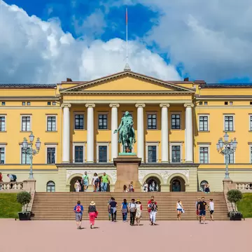 OSLO, NORWAY - JULY 29: The Royal Palace was built in the first half of the 19th century in Norway in Oslo, on July 29, 2014  License Type: media  Download Time: 2024-02-12T21:26:43.000Z  User: mvm_lonelyplanet  Is Editorial: Yes  purchase_order:   