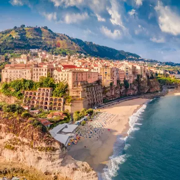 Tropea and Spiaggia della Rotonda in Calabria, Italy. Andrew Mayovskyy/Shutterstock