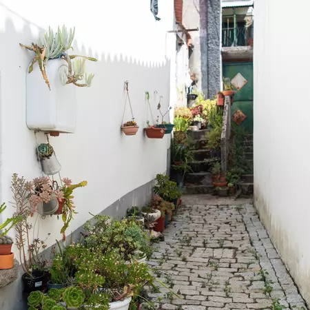 A cobbled alleyway in a pretty village