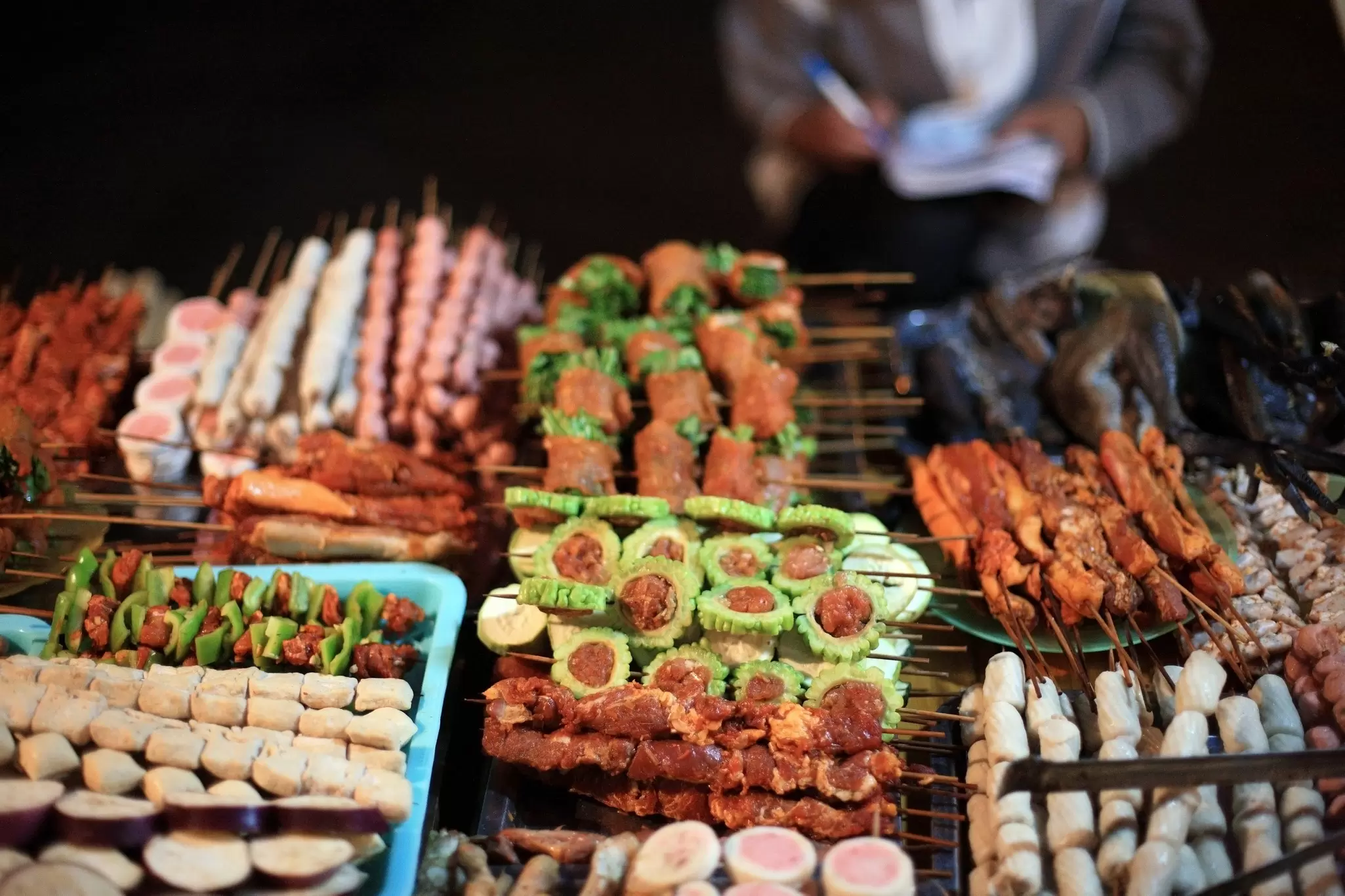 Variety of local food at a stall in Sapa, Vietnam.