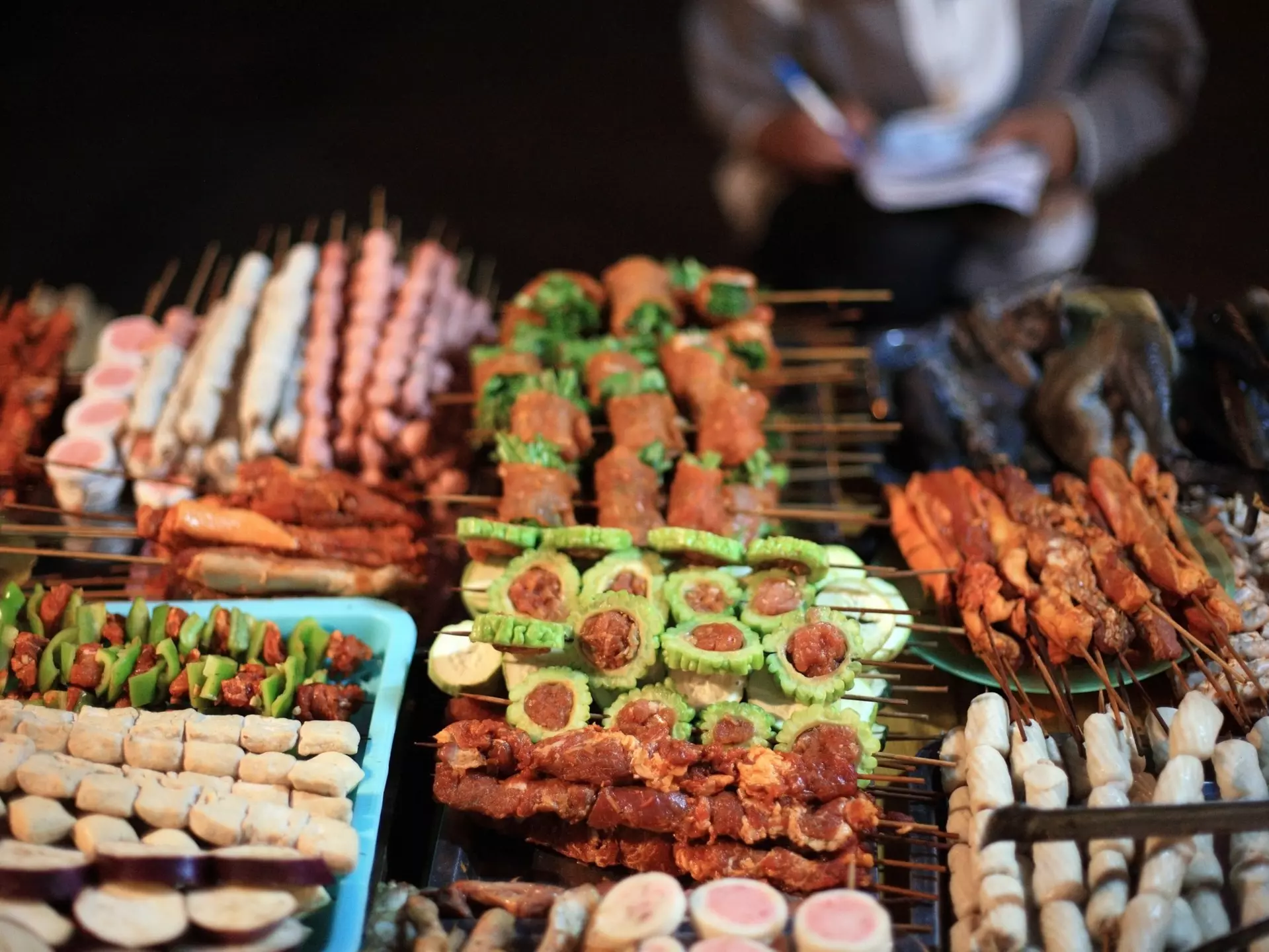 Variety of local food at a stall in Sapa, Vietnam.