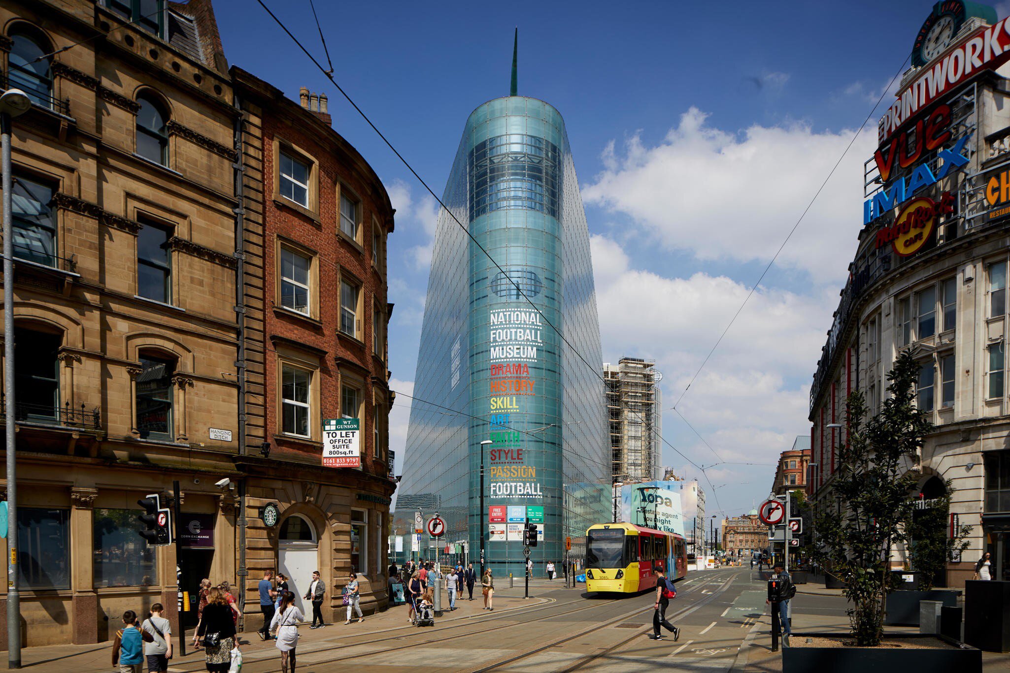 **RIGHTS MANAGED**
The National Football Museum is England's national museum of football. It is based in the Urbis building in Manchester city centre, designed by Ian Simpson.