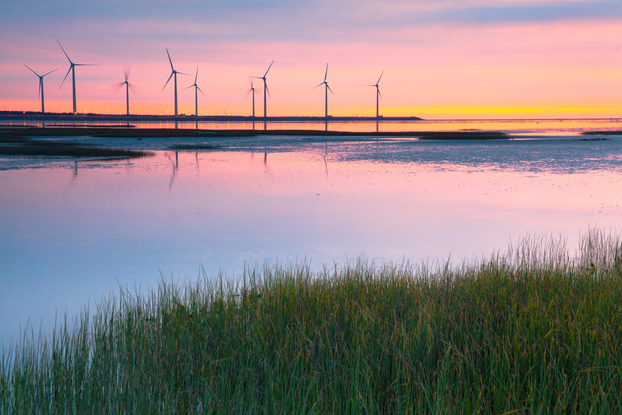 sunset at gaomei wetlands