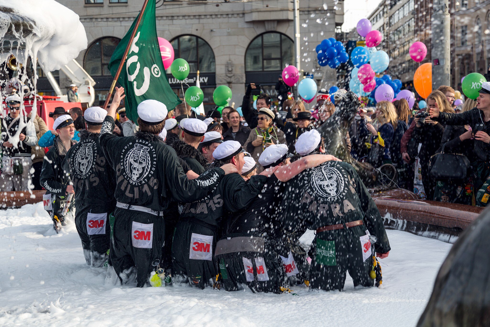 HELSINKI, FINLAND - APRIL 30, 2015. Vappu May Day Labor Day celebration. The Havis Amanda fountain statue is washed by university students.  License Type: media  Download Time: 2023-03-16T19:20:03.000Z  User: Norma.PrauseBrewer_LonelyPlanet  Is Editorial: Yes  purchase_order:   