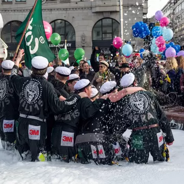 HELSINKI, FINLAND - APRIL 30, 2015. Vappu May Day Labor Day celebration. The Havis Amanda fountain statue is washed by university students.  License Type: media  Download Time: 2023-03-16T19:20:03.000Z  User: Norma.PrauseBrewer_LonelyPlanet  Is Editorial: Yes  purchase_order:   