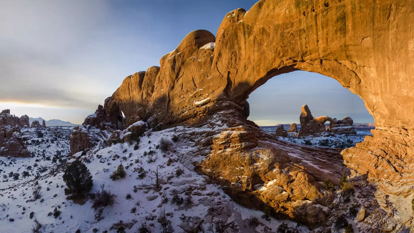 Turret arch thru North Window
Tranquil Scene Nature Travel Destinations Horizontal Panoramic Outdoors Plant USA Sky Cloud - Sky Rock Formation Rock - Object Day Snow Natural Arch Utah Arches National Park Sunlight Scenics Physical Geography Color Image...