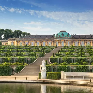 View of Sanssouci Palace from the garden in Potsdam, Germany.
