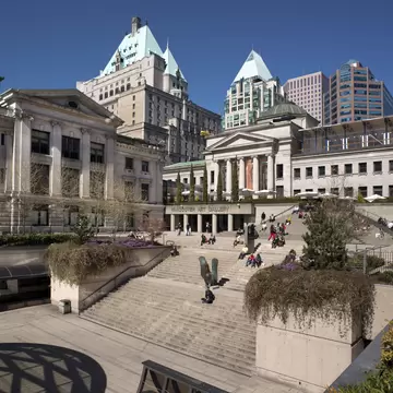 VANCOUVER - APRIL 12, 2014: Founded in 1931, Vancouver Art Gallery is the fifth-largest art gallery in Canada. Neoclassical building was designed by F. Rattenbury and  is located at 750 Hornby Street.