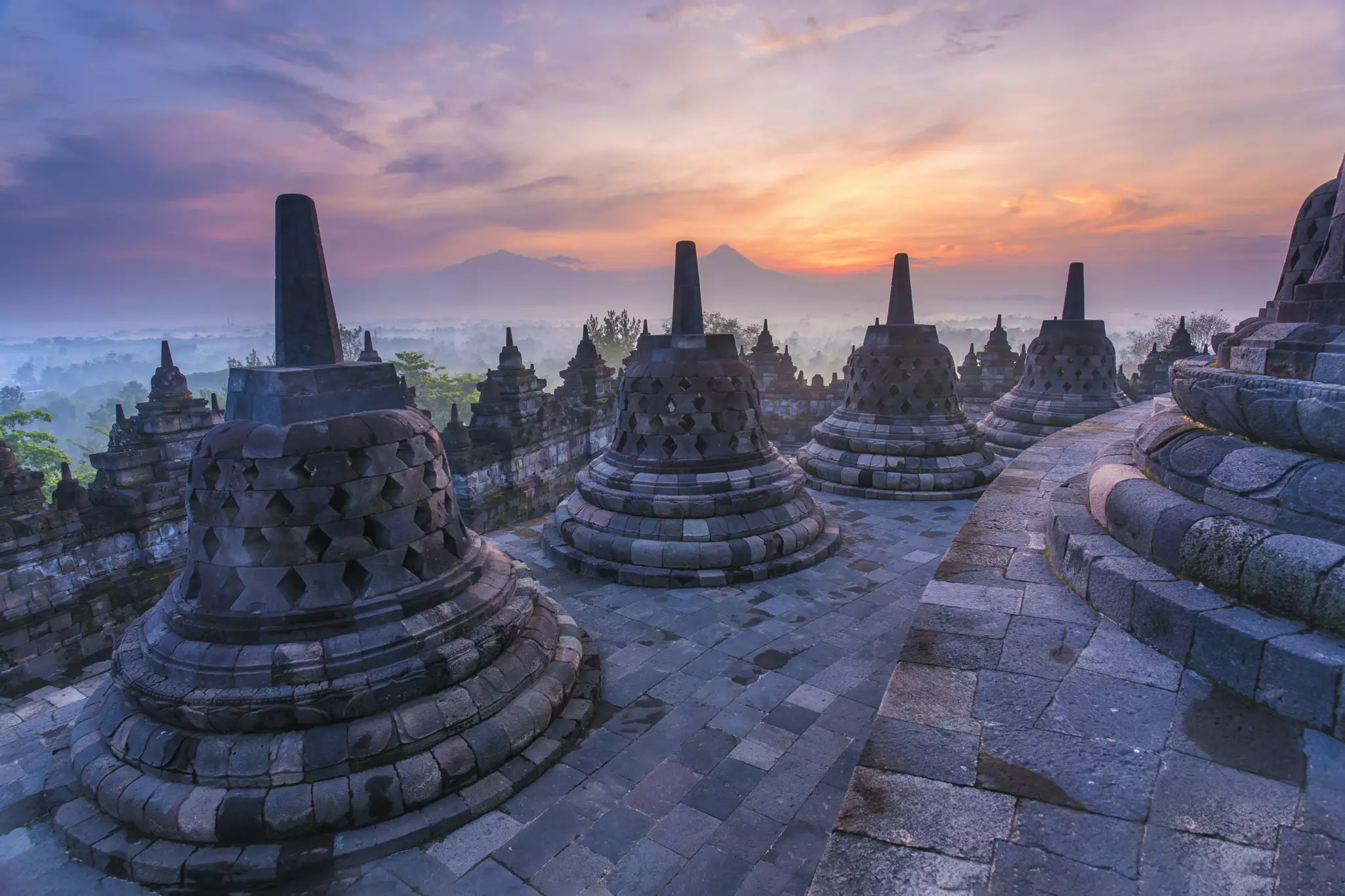 Take in the best views from the temple of Borobudur at sunrise or sunset. Sabine Kaufmann/500px