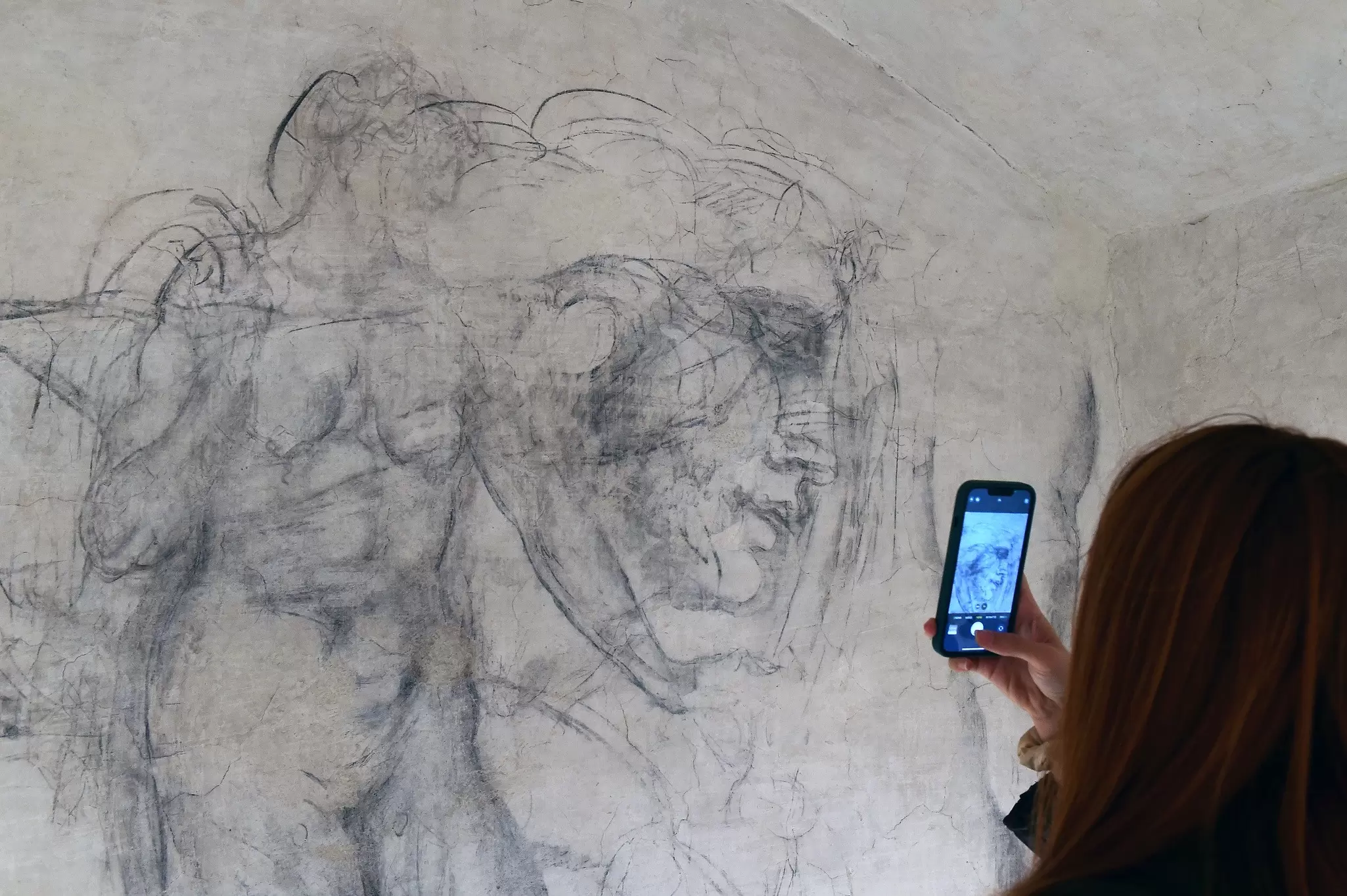 A general view of charcoal drawings inside "Michelangelo's Secret Room" at the Medici Chapels in Florence, Italy © Roberto Serra/ Iguana Press / Getty Images