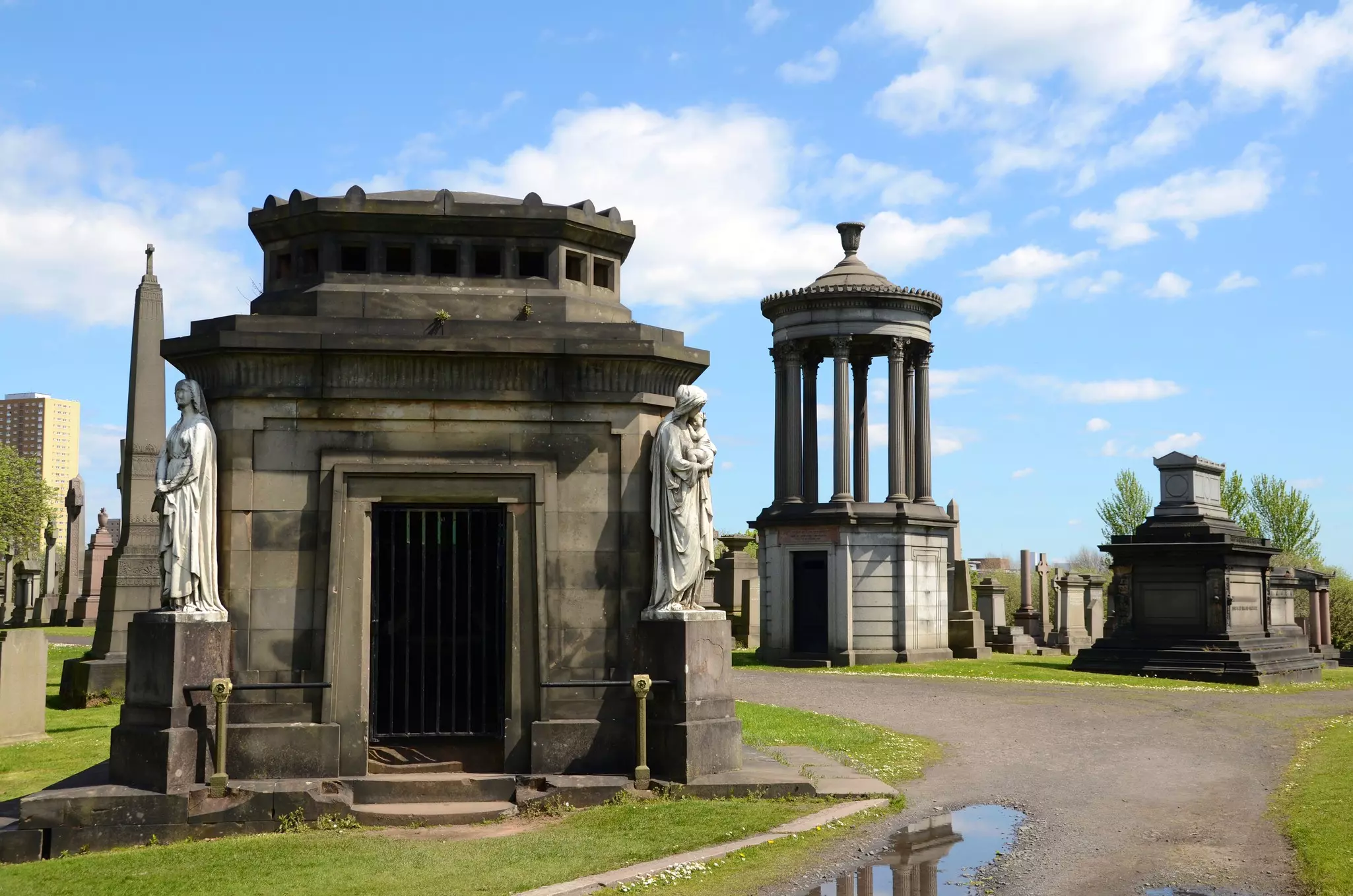 Grand tombs in the Necropolis graveyard in Glasgow, Scotland.