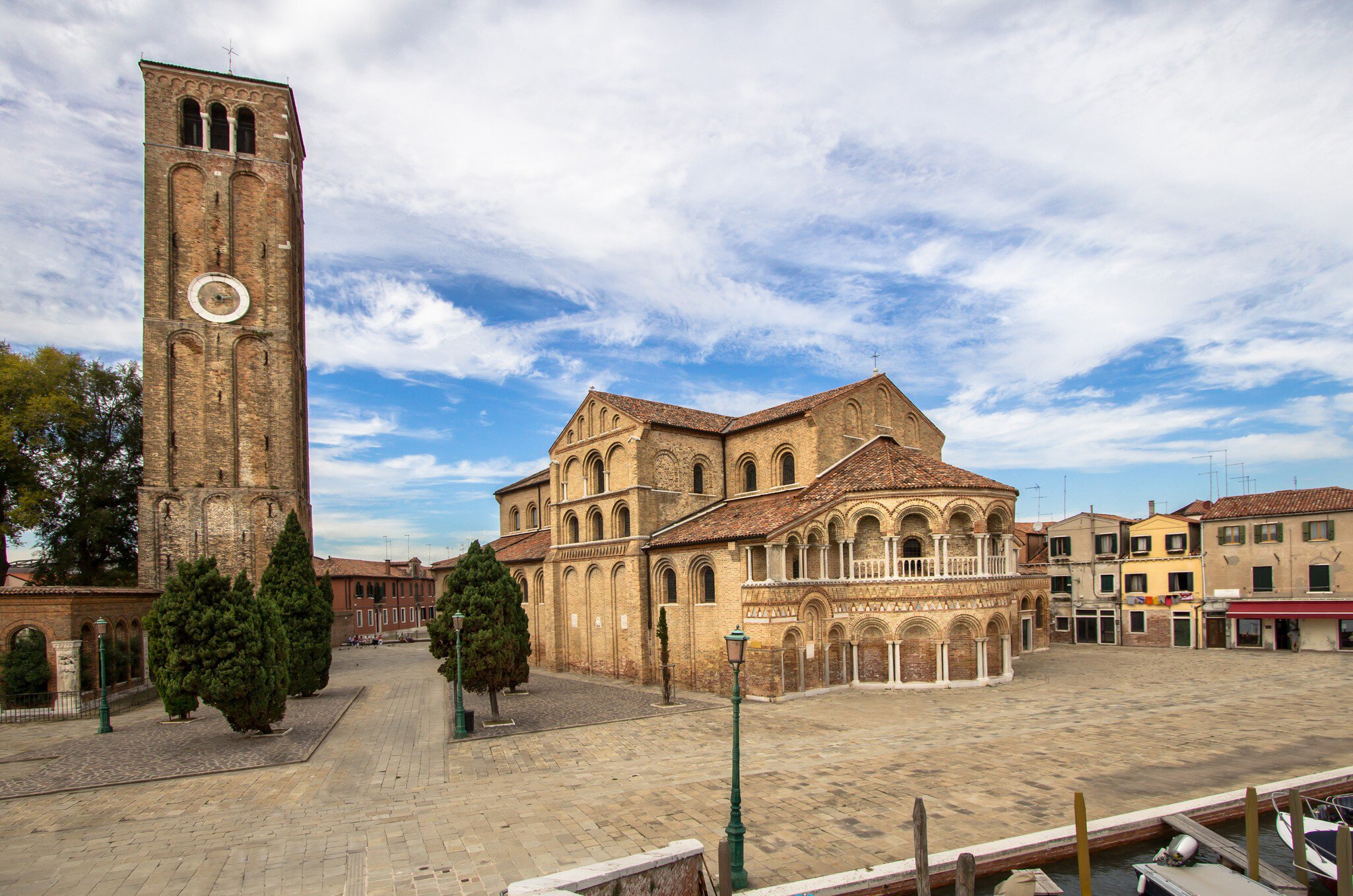 Exterior of the Basilica dei Santi Maria e Donato on the island of Murano in the Venetian Lagoon in Italy.