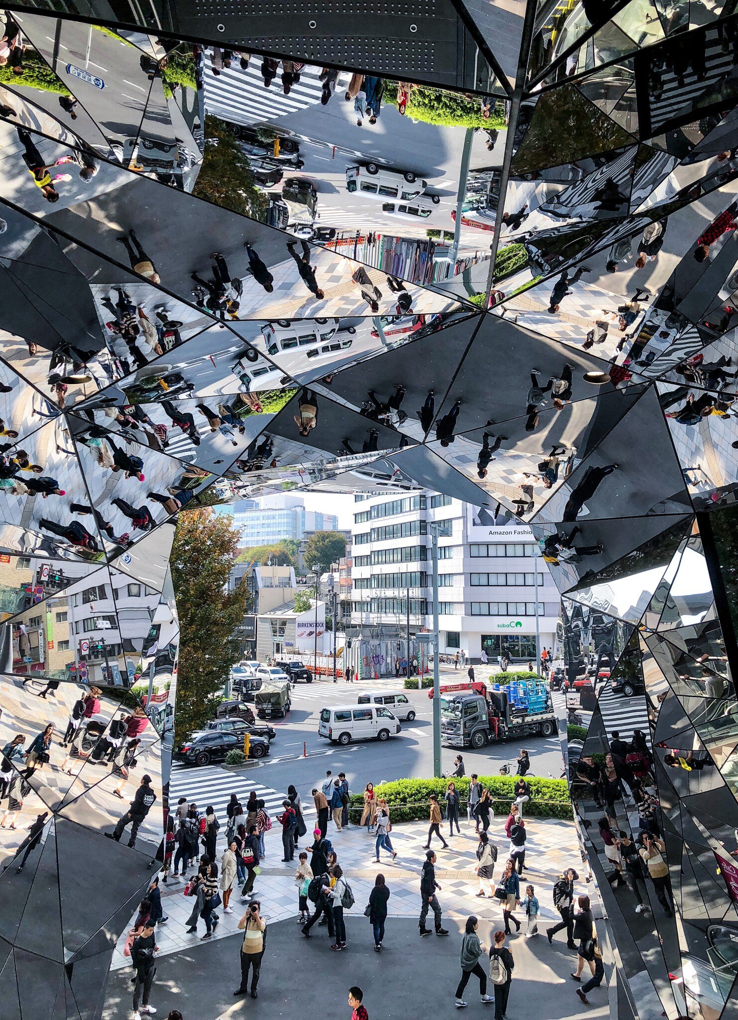 TOKYO/JAPAN - November 21 2023:wide-angle view of the mirrored interior of Tokyu Plaza Omotesando