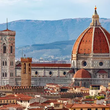 FLORENCE in Italy with the great dome of the Cathedral called Duomo di Firenze.
