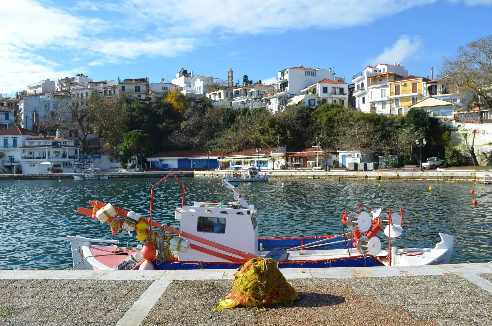 The Old Port of Skiathos in the Sporades.