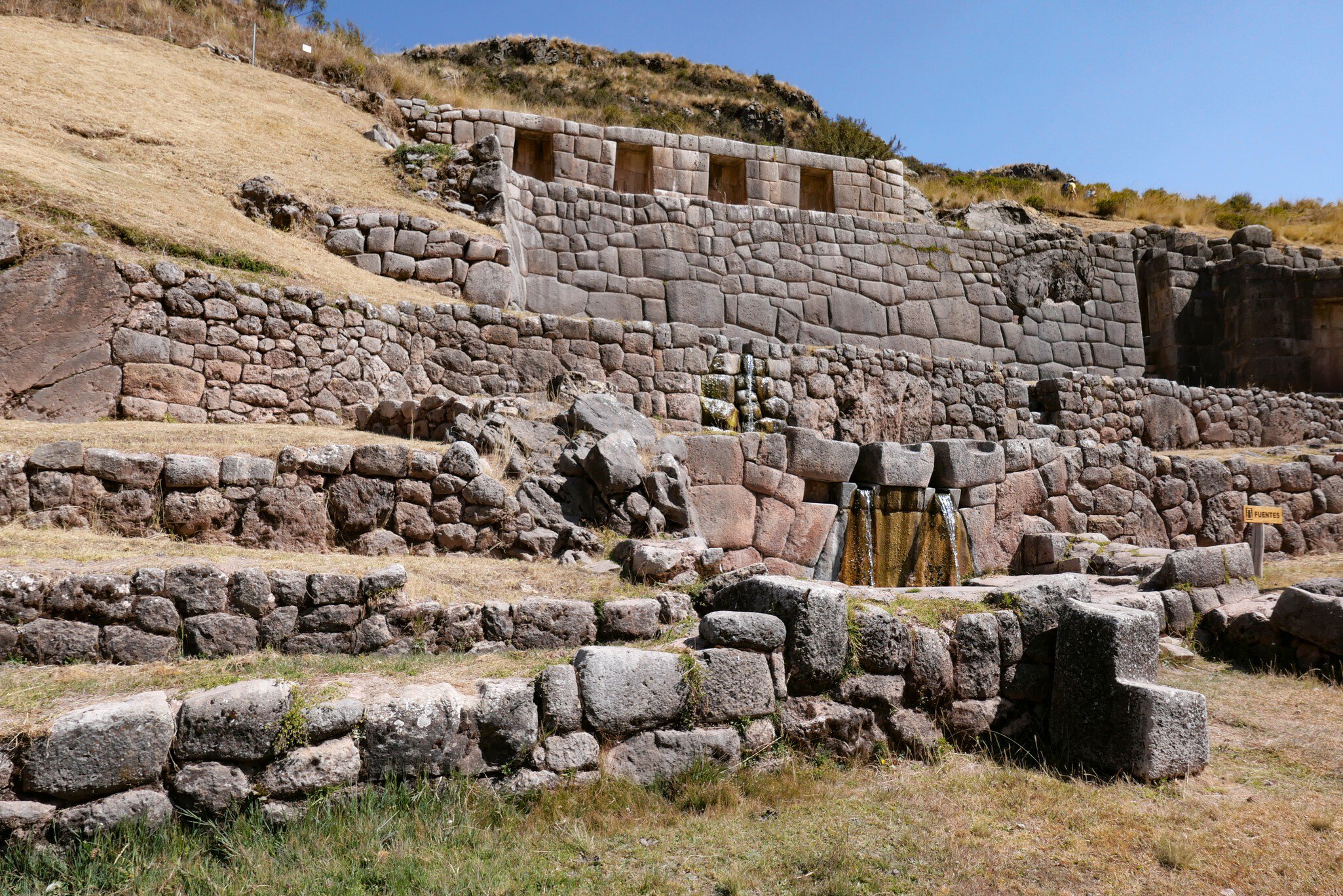 Tambomachay, Inca site with canals, waterfalls and aqueducts close to Cusco, Peru.