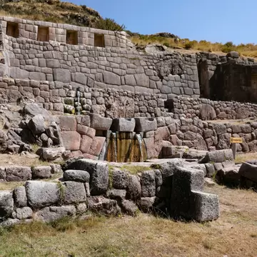 Tambomachay, Inca site with canals, waterfalls and aqueducts close to Cusco, Peru.