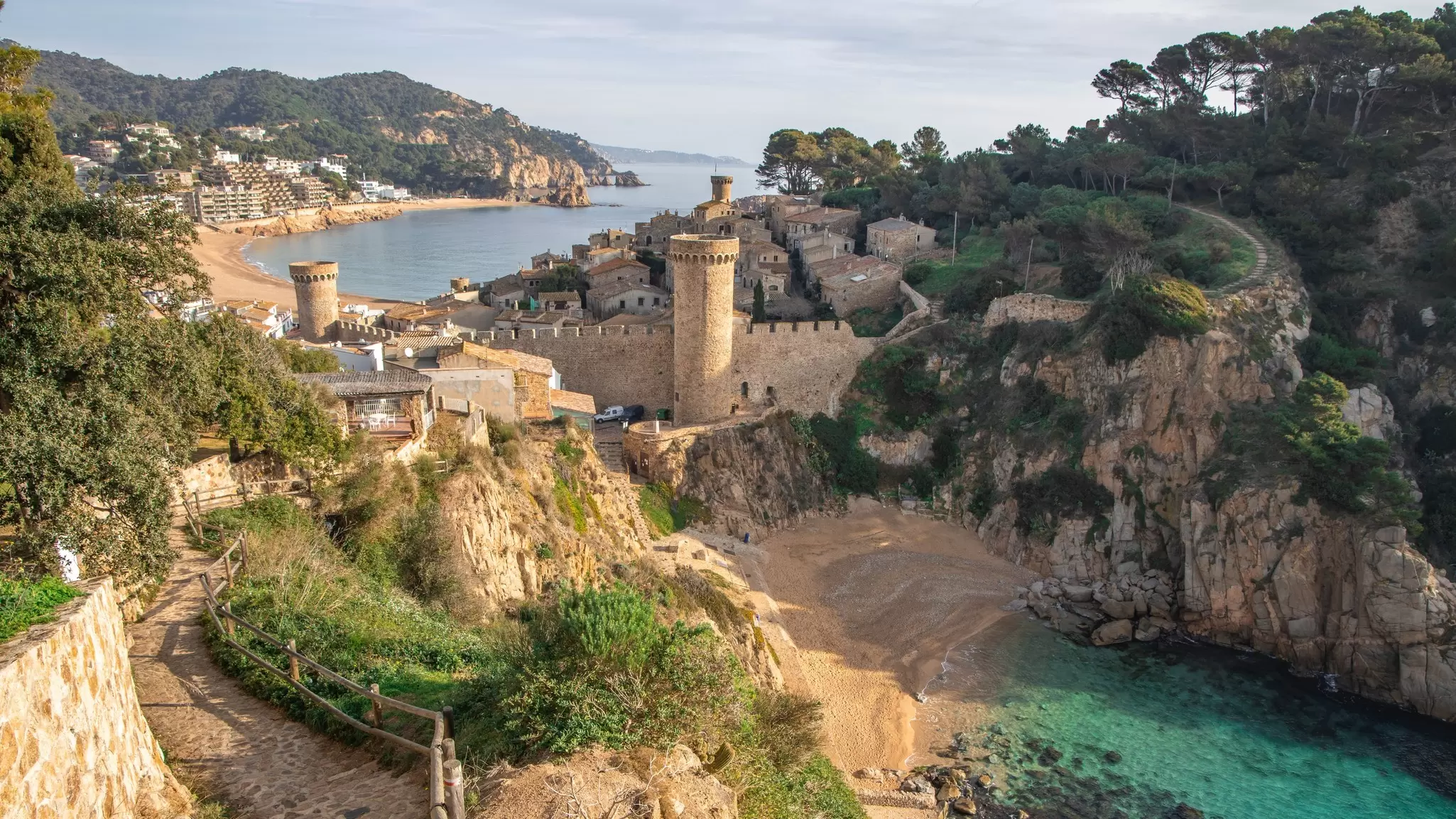 1299287031
Beautiful fortification town in the Costa Brava coast of Spain with the colors of the sea. El precioso pueblo amurallado de Tossa de Mar en la Costa Brava. - stock photo
Tossa de Mar. Costa Brava. Spain.