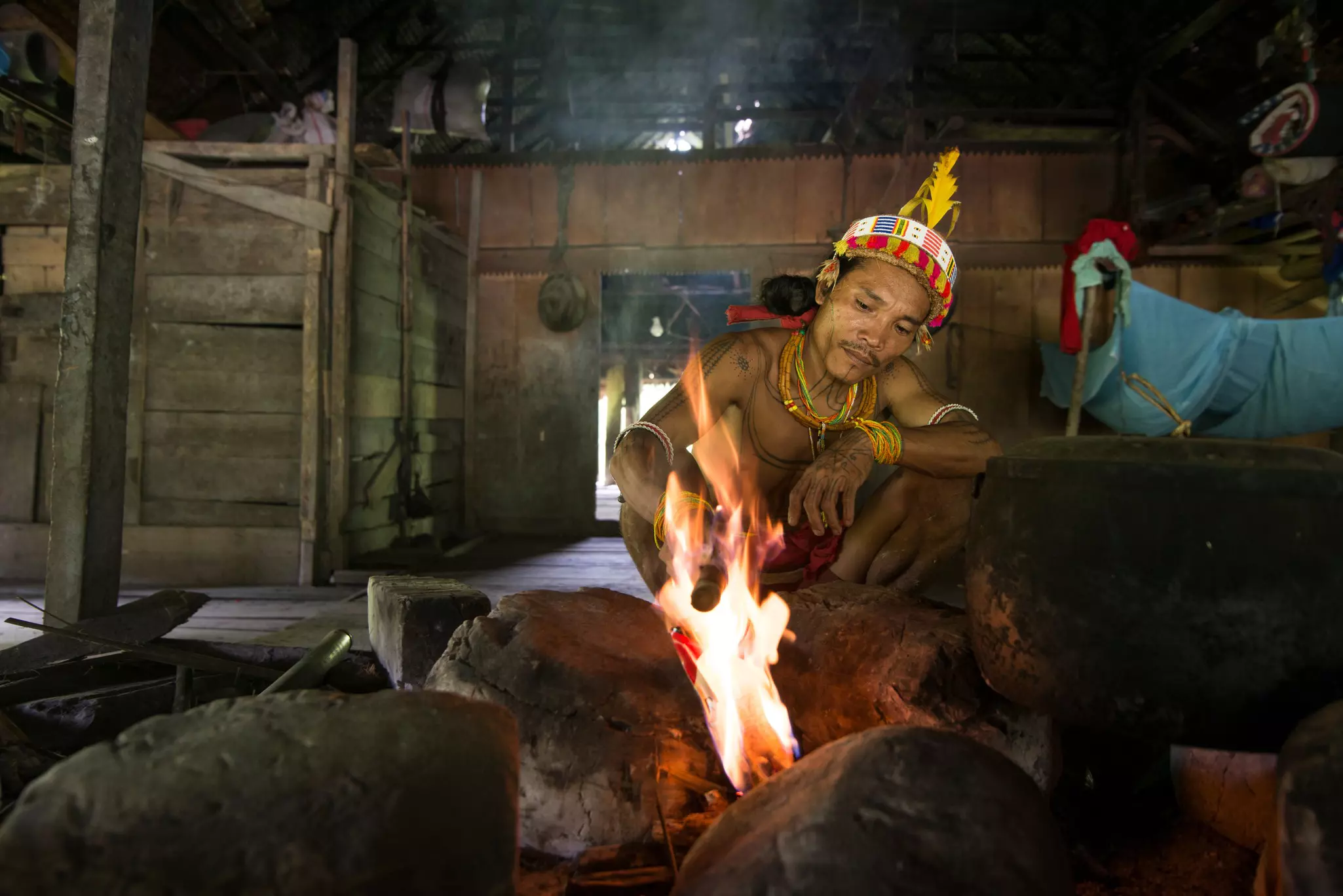 A member of the Mentawai Tribe, Pulau Siberut, Mentawai Islands, West Sumatra, Indonesia.