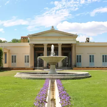 Facade of the Charlottenhof Palace in Sanssouci Park, Potsdam, Germany.