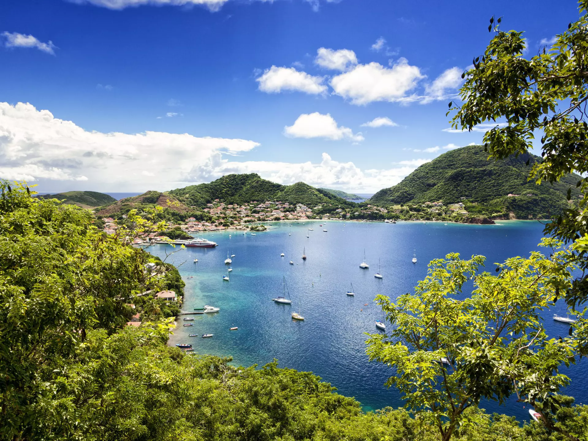 Town and bay of Terre-de-Haut, capital of Les Saintes islands.