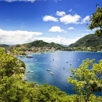 Town and bay of Terre-de-Haut, capital of Les Saintes islands.