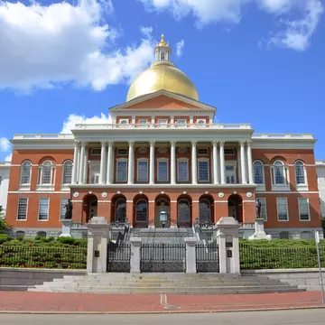 View of the Massachusetts State House in Boston, Massachusetts.