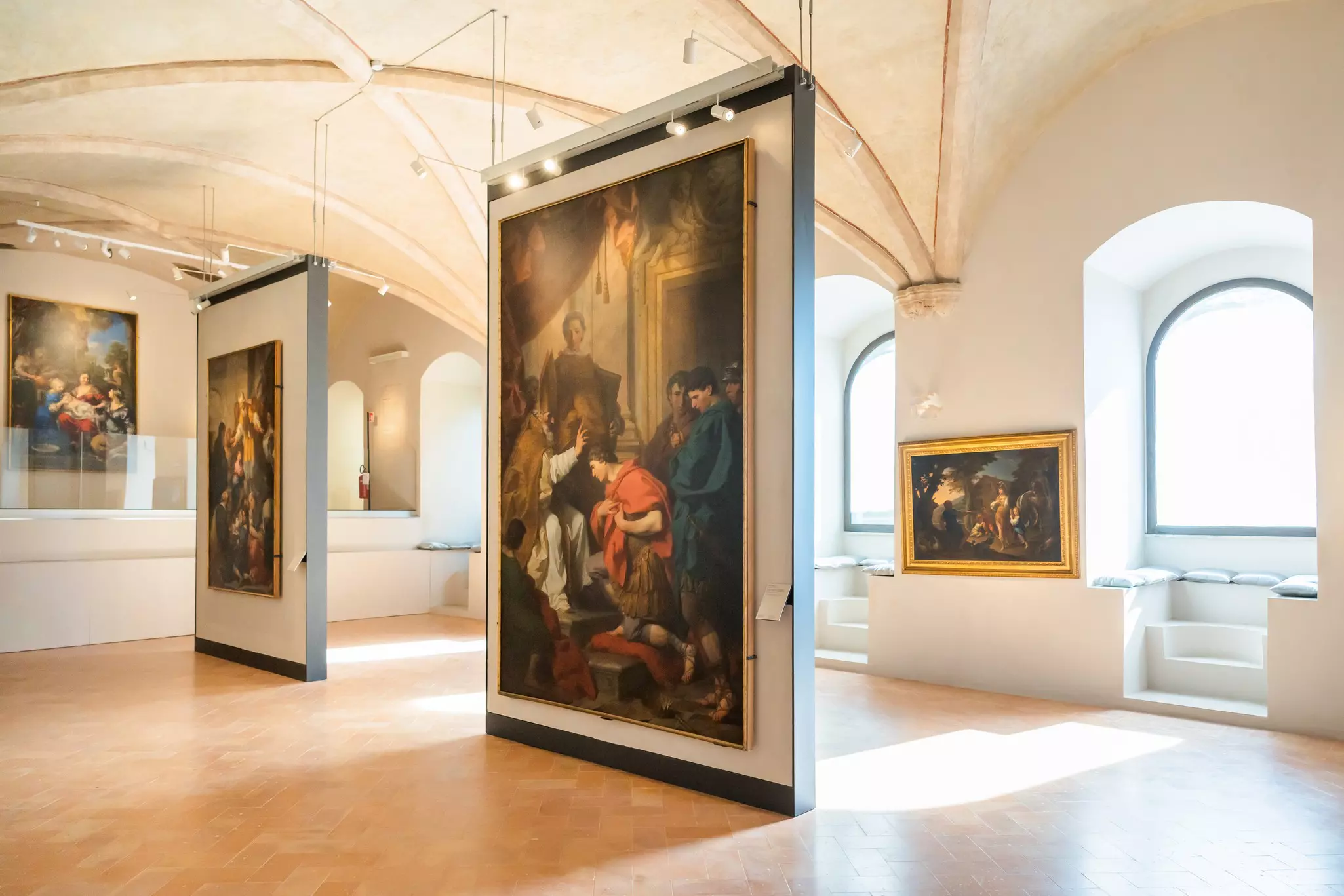 Paintings displayed inside the Galleria Nazionale dell'Umbria in Perugia, Umbria, Italy.