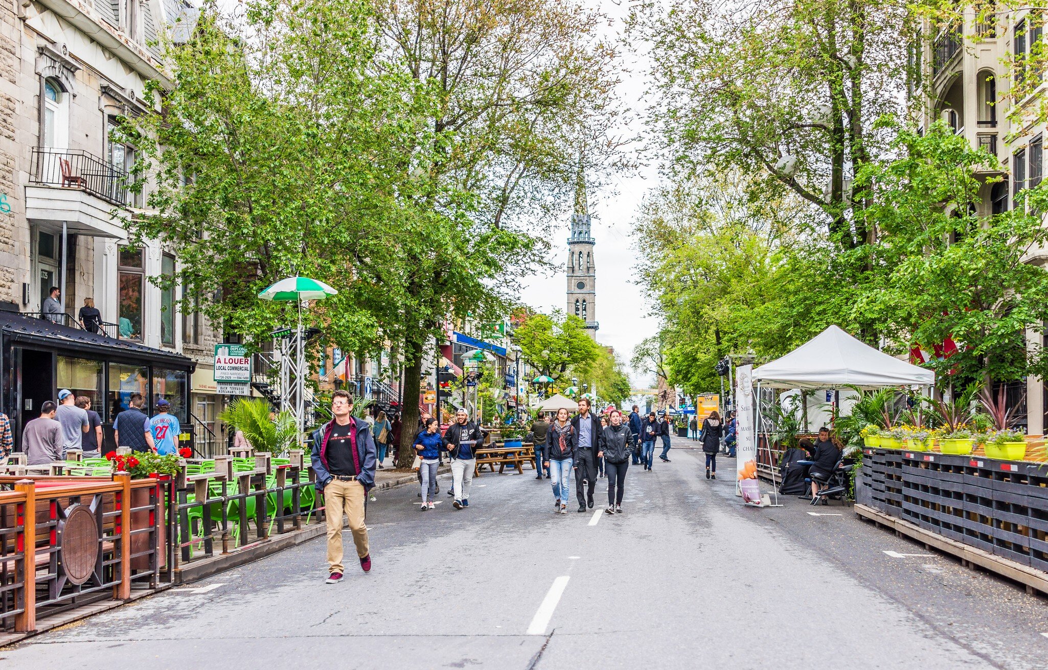 Montreal: People walking on Saint Denis street in Montreal's Plateau Mont Royal in Quebec region