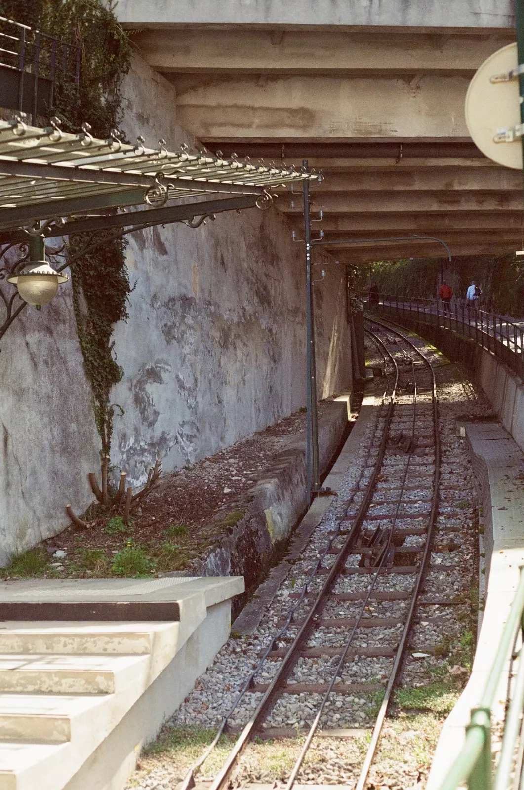 Funicular tracks going uphill