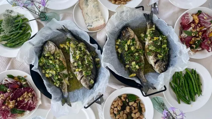 Baked eggs with tomatoes and basil Chef Flannery Klette-Kolton