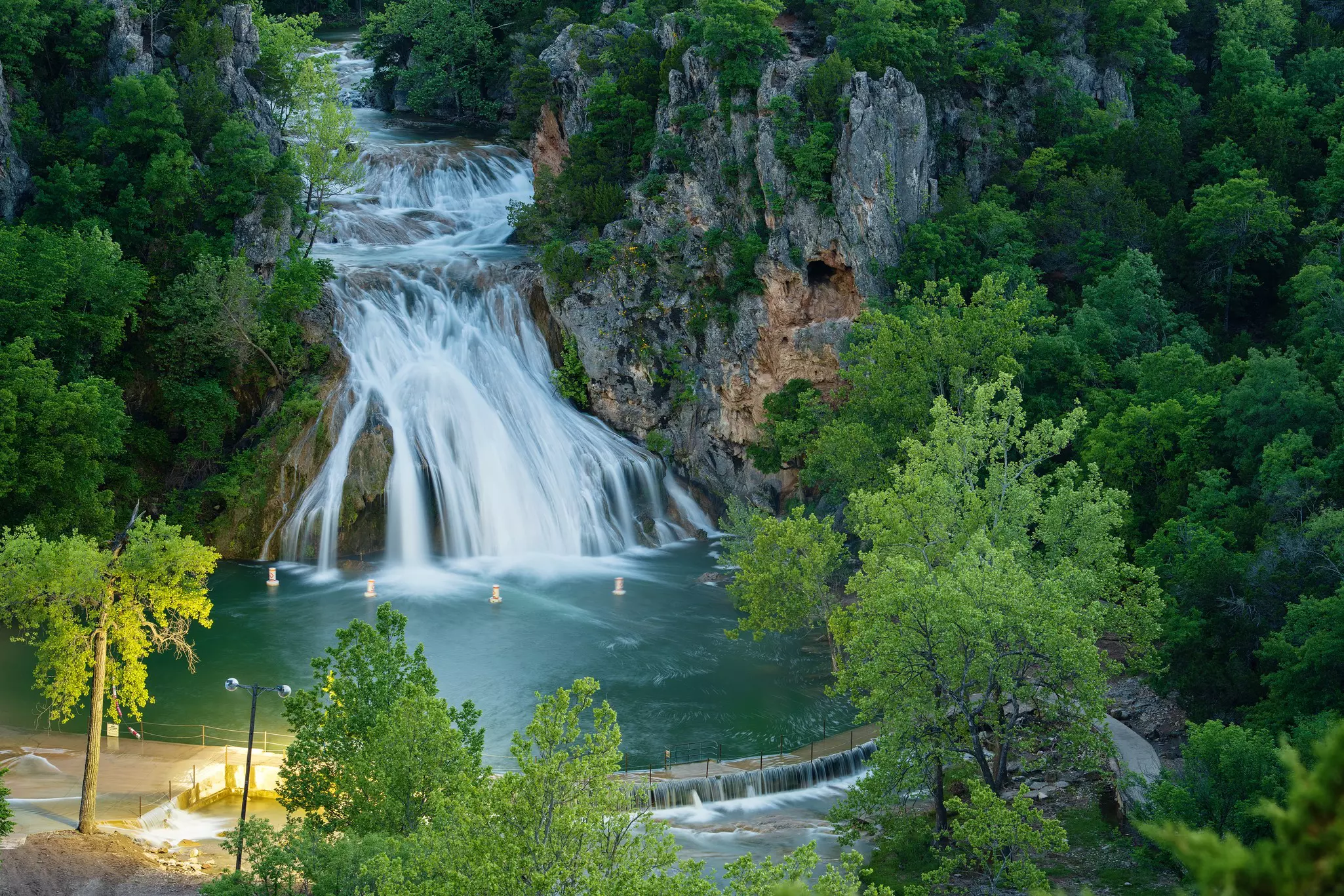 Top view of the waterfall in Oklahoma state, USA