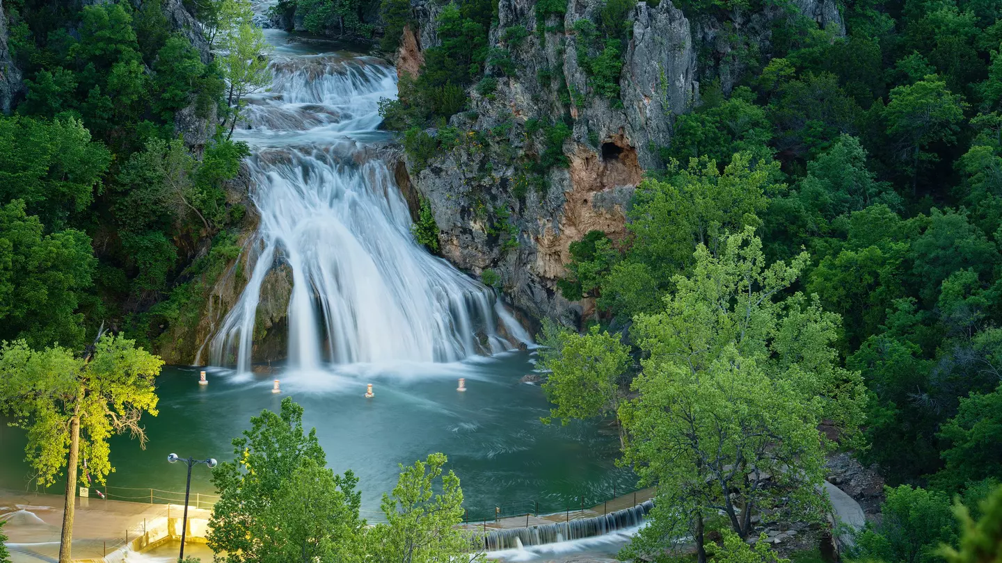 Top view of the waterfall in Oklahoma state, USA