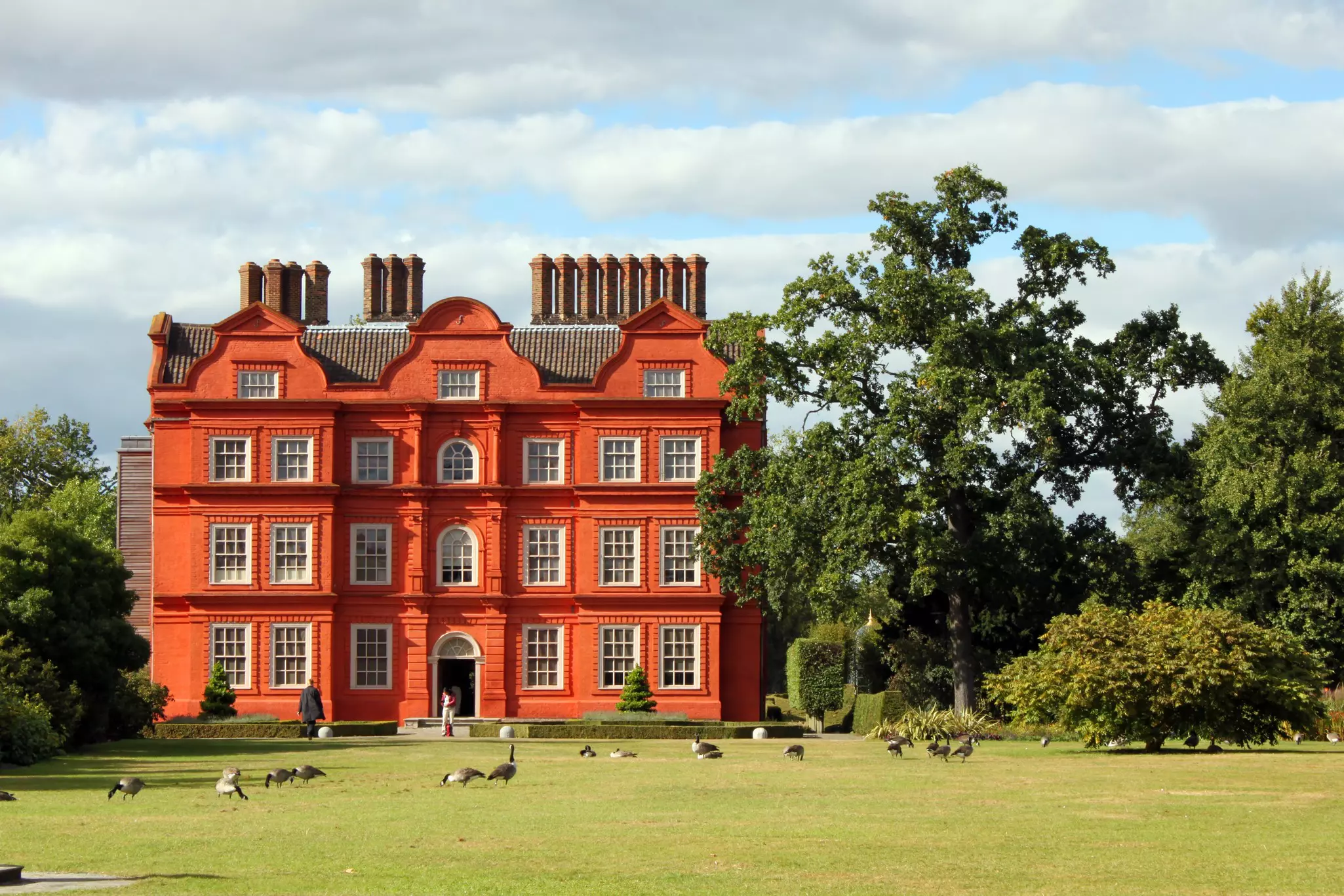 The frontage of Kew Palace near Kew Gardens in London, England.