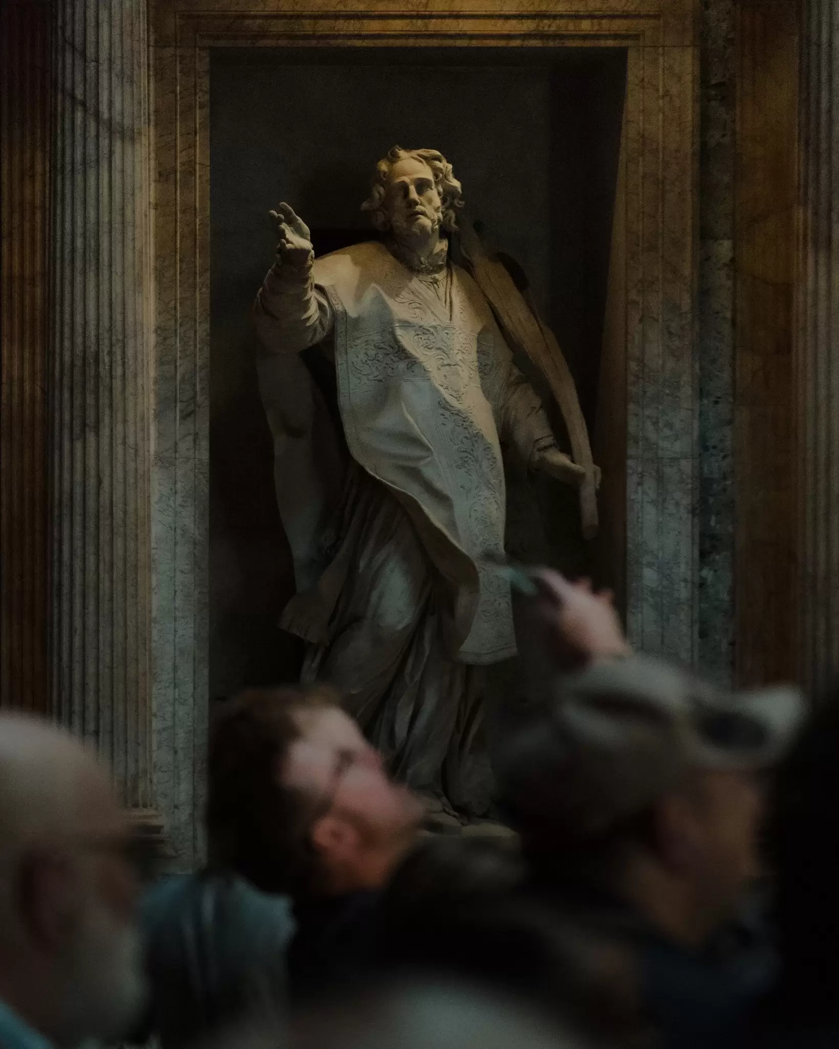 A statue inside the Pantheon in Rome, Italy.