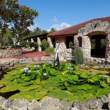 PINECREST, FLORIDA, USA: Water lily garden at Pinecrest Gardens a lush exotic botanical garden as seen on May 23, 2021.