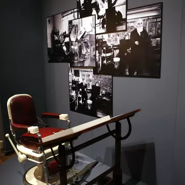 NEW YORK, NY - MAY 20:  The Barber Chair at 'The Hirschfeld Century: The Art of Al Hirschfeld' Exhibit at the New York Historical Society on May 20, 2015 in New York City.  (Photo by Walter McBride/WireImage)