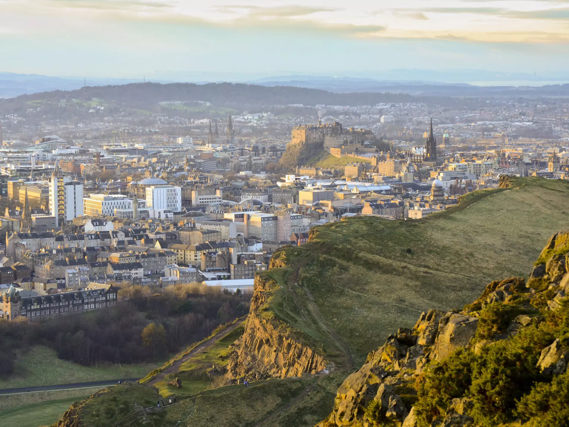 Edinburgh cityscape from Arthur's Seat looking towards the city centre and castle. Brendan Howard / Shutterstock
 